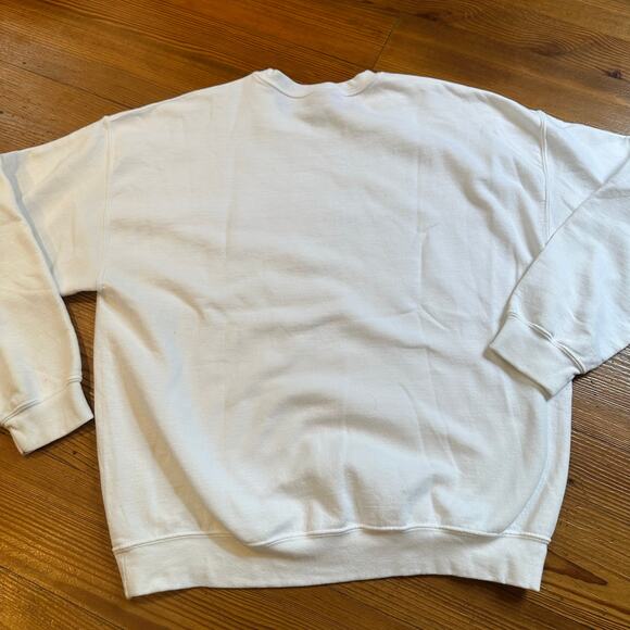 Popular Girl white Merci French graphic crew sweatshirt SIZE XL - Picture 5 of 5